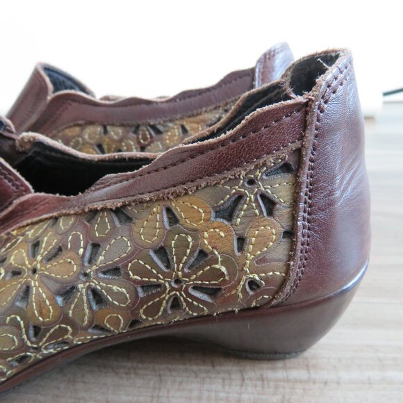 PIKOLINOS Romana Tooled Leather Floral Slip On Comfort Shoes Academia Boho Sz 8 - Picture 5 of 14